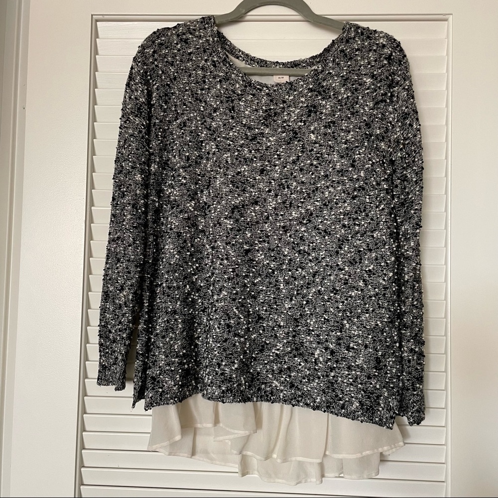 Club Monaco Jayden Silk Layer Ruffled Hem Sweater Blouse Medium
